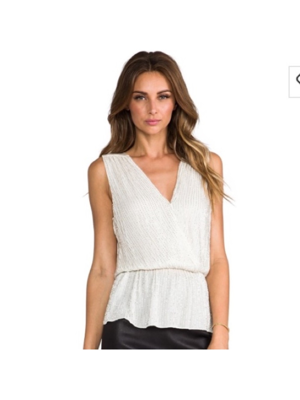 Parker beaded sleeveless V-neck blouse